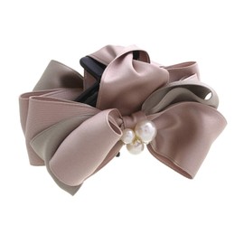 Vingtaine H7230-PK Pearl with Bijoux Ribbon Hair Claw Two Tone Elegance Party Wedding Party Hair Accessory