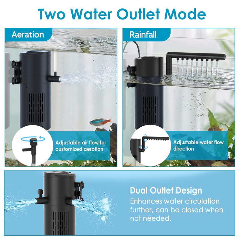 Devopet Aquarium Filter for 10-20 Gallon Tanks, Internal Fish Tank