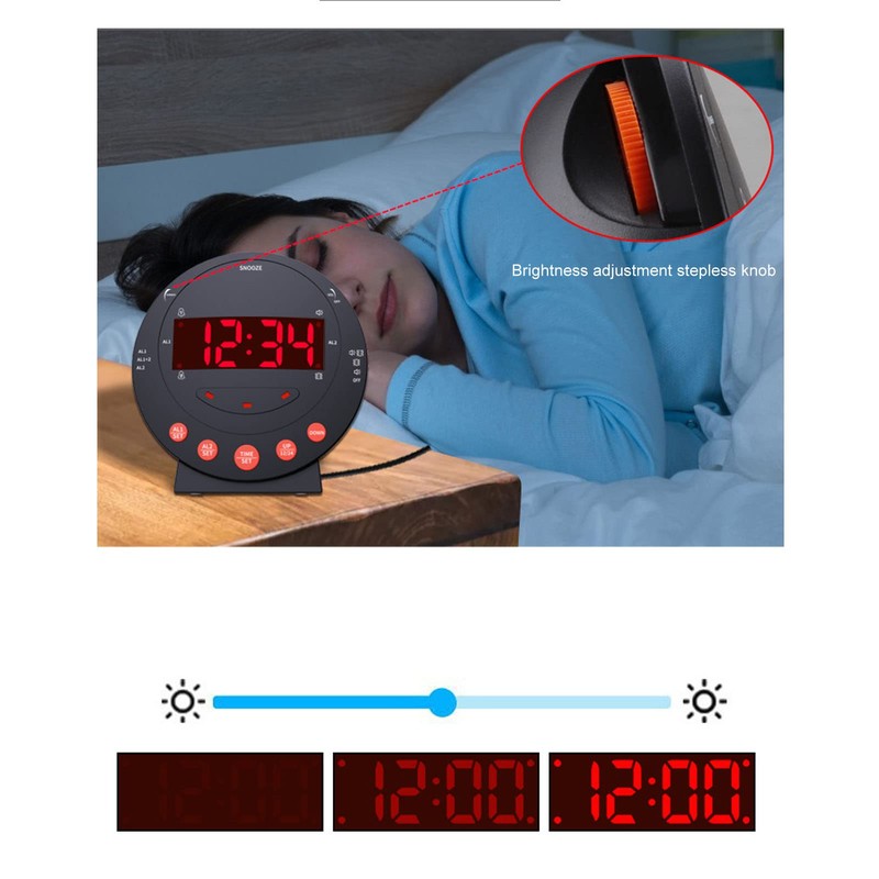 Extra Loud Alarm Clock, 113 Decibels, Red Flashing Light, Super