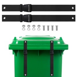M METERXITY 2-Set Trash Can Locks for Animals, 17 Inch Buckle Type Raccoons Bear Proof Garbage Strap for Out Door Garbage Can, Lid Garbage Can Lock Easy to Install [Black]