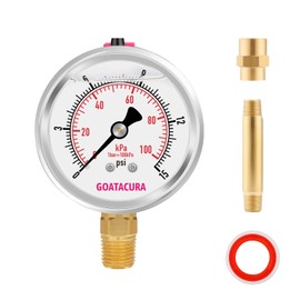 GOATACURA - Kit de medidor de aire lleno de glicerina pesada de 0-15 psi para calentador, tamaño de esfera de 2-1/2 pulgadas, con alta precisión, para medir calentadores portátiles de baja presión