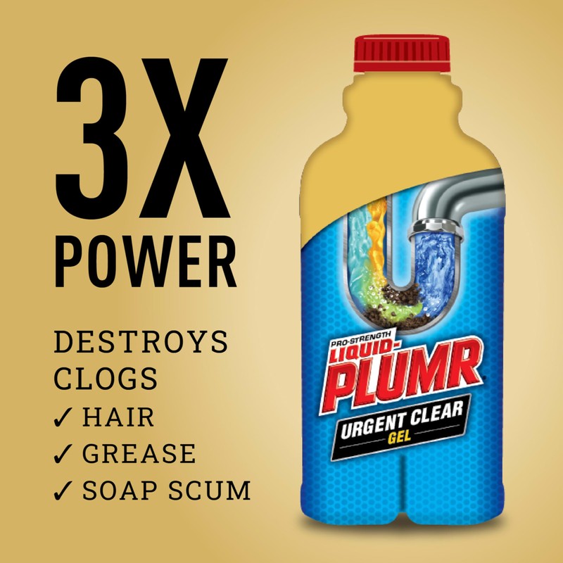Liquid-Plumr Industrial Strength Urgent Clear, Liquid Drain Cleaner, 17 Ounces