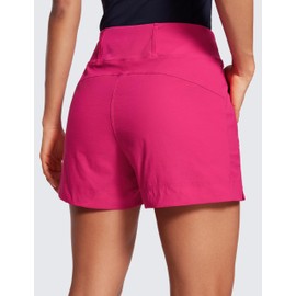 CRZ YOGA Women's Lightweight Mid Rise Hiking Shorts 4'' - Stretch for Athletic Summer Travel Outdoor Golf with Zip Pockets Granita Pink Large