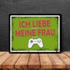 Metal Sign with Gamer Motif and Saying: Ich liebe es