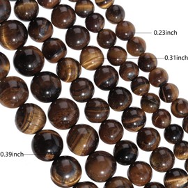 Filluck - abalorio de piedra natural de 10 mm de ojo de tigre amarillo pulido redondo liso ágatas piedras preciosas para hacer joyas, 15 pulgadas (ojo de tigre amarillo, 10 mm)