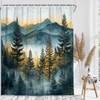 DYNH Misty Mountain Forest Shower Curtain,Sunset Sunrise Woodland Pine Tree