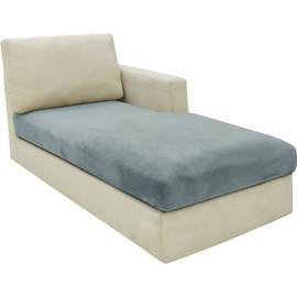 CHELZEN Velvet Sofa Seat Cushion Cover, Highly Elastic Seat Cover, Stretch Sofa Seat Cover, Protective Sofa Cover, L-shaped Corner Sofas for Living Room (Chaise Lounge, Dusty Blue)