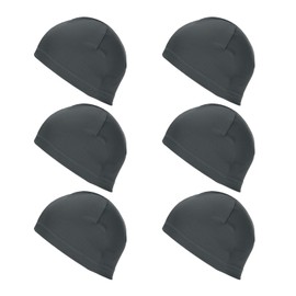PATIKIL Sweat Wicking Cap, 6 Pack Skull Cap Football for Men Breathable Cooling Helmet Liner Bandana for Cycling Running Sports Hat, Dark Gray