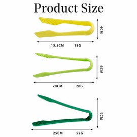 3PCS Plastic Serving Tongs Set, Kitchen Clip Non-Stick Food Tongs Small Medium Large Bread Tongs Cooking Tong for Oven Baking Salad Steak Vegetable Ice Serving Tools Utensil Set