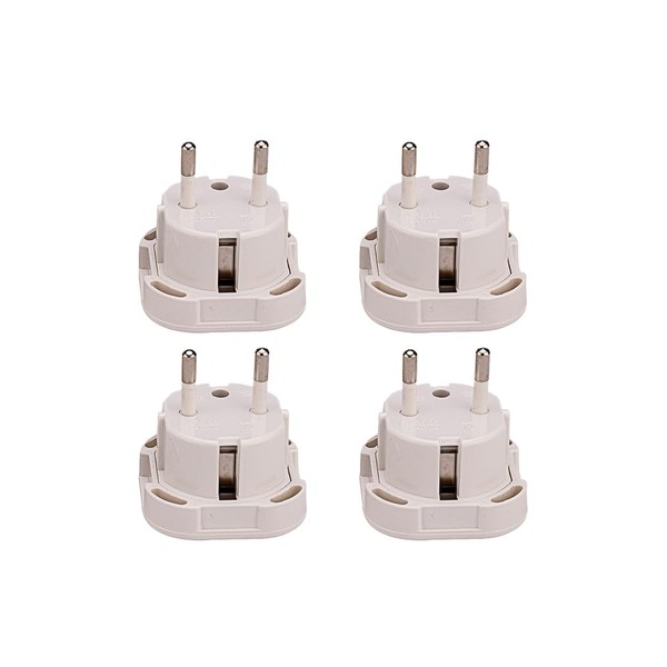 4PACK Black ABS UK to EU Plug Adapter, Modern Plug