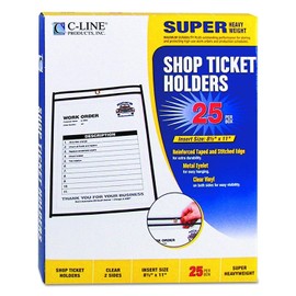 C-Line Stitched Shop Ticket Holders, Both Sides Clear, 8.5 x 11 Inches, 25 per Box (46911) - 4 Pack (4)
