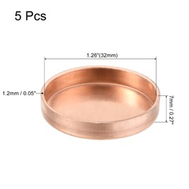 MECCANIXITY Copper End Cap Pipe Fitting Sweat Plug Connection 32mm(1.26") ID for Water Pipe Plumbing, Pack of 5