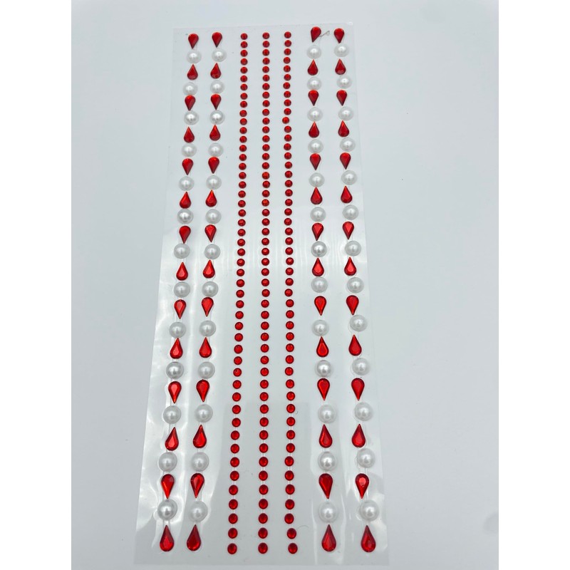 Syntego Assorted 26cm Red Self Adhesive Acrylic Teardrop Gems and