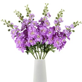ICBOX 6PCS Purple Delphinium Artificial Flowers 29.52" Long Stem Fake Larkspur Purple Silk Flower Real Look Faux Flower for Wedding Centerpieces Home Party Kitchen Tall Vase Decor (Purple)
