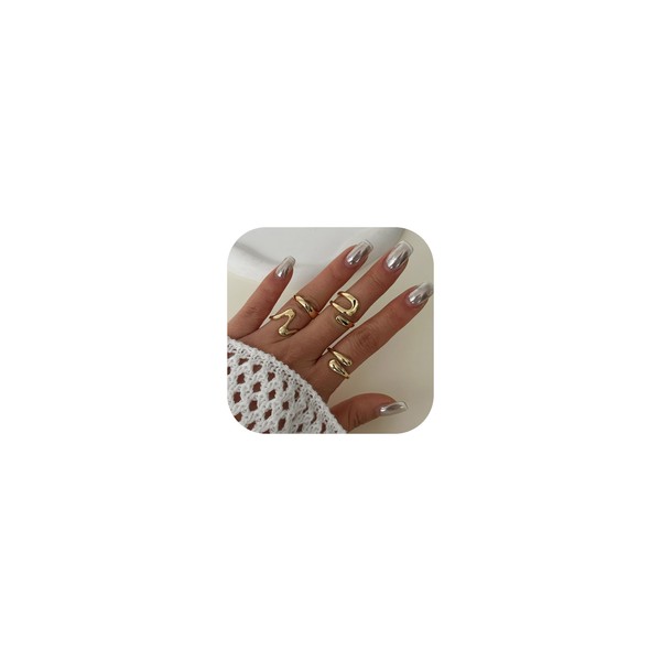 RINHOO Gold Chunky Rings Set for Women Braided Twisted Round