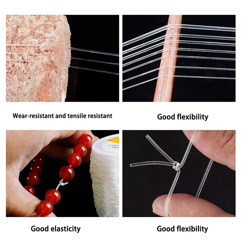 2Roll 0.8mm Elastic String for Bracelets, Crystal String Stretch String