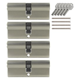 4x Cylinder Lock 80 mm 40/40 Simultaneous Locking with 5 Keys