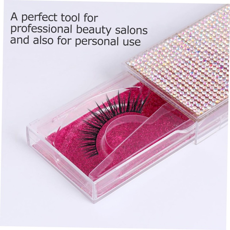 Ipetboom 2pcs Shiny Rhinestone False Eyelash Storage Case Convenient Eyelash