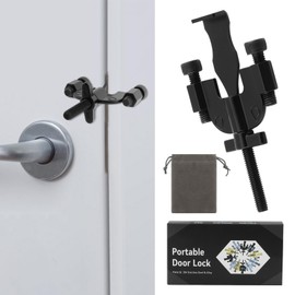 Ranjaner Portable Door Lock, Adjustable, Black, 3.82inch, Travel Lockdown Locks for Additional Safety and Privacy Protection