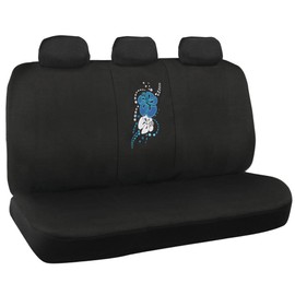 BDK SC-452-BL SC452BL 9 Piece Set Hibiscus Flower Print Design Seat Covers-Fit for Car SUV Van and Truck, Blue Hawaiian