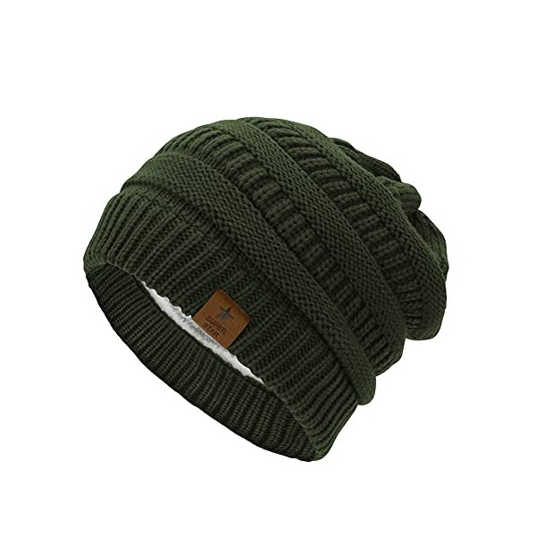 Durio Beanies Women Knit Beanie Hat for Women Thick Womens Beanies for Winter Fleece Lined Christmas Beanie for Women V Army Green One Size