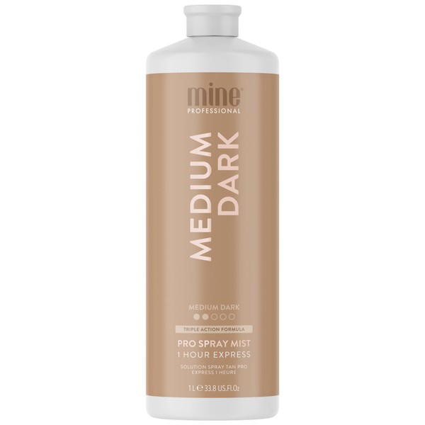 MineTan Spray Tan Solution | Medium Dark Sunless Tanning Solution for Subtle Bronzed, Glowing Finish, Fast-Drying, Hydrating & Tropical Coconut Scent, Salon Professional Formula, Vegan, 33.8 Fl Oz