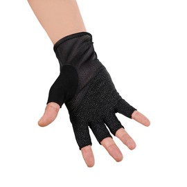 JISEN Men Sunscreen Fingerless Cotton Gloves UV Protection Driving Polyester Mittens A-Black
