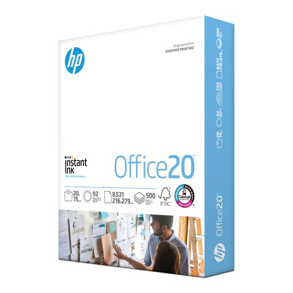 HP Printer Paper | 8.5x11 Paper |Office 20 lb | 1 Ream - 500 Sheets | 92 Bright | Made in USA - FSC Certified | 112150R
