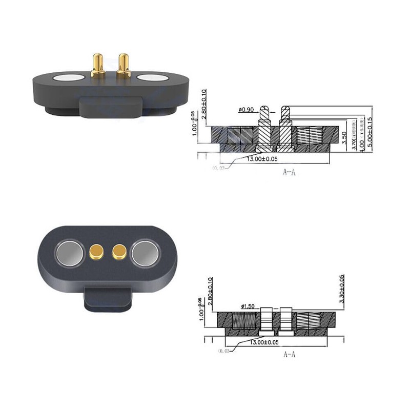 2Pair Magnetic Pogo Pin Connector, 12V 1A Pogopin Male Female