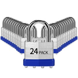 HZSY Padlocks Keyed Alike, Pack of 24, Laminated Steel Keyed Lock (1-9/16", 40mm), Padlocks with Same Key, Normal Shackle, for Toolbox, Locker & StorageUnit or More