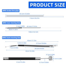 BMX Bike Gyro Brake Cables Front & Rear (Upper, Lower) with Spinner Rotor Full Set, Pro-Grade Bicycle Brake Lines Kit Cable Wire and Housing for Most Gyro Systems & 20" Bike Parts