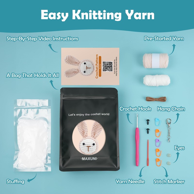 Maxuni Crochet Kit for Beginners, Crochet Kits for Kids and