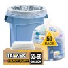 55 Gallon Clear Trash Bags, (50 Bags w/Ties) Large Clear