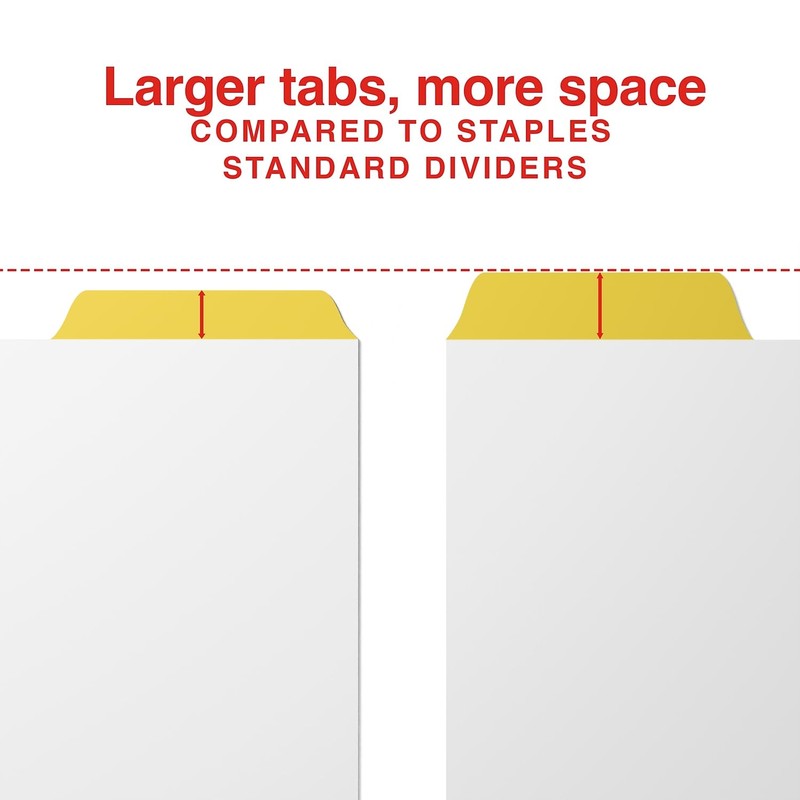 Staples Large Tab Write & Erase Paper Dividers, 5‑Tab, Multicolor,