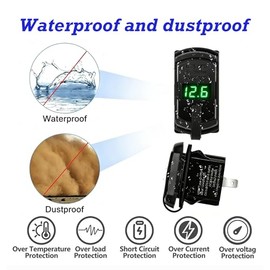 Enchufe de cargador con interruptor basculante USB C, 55 W PD y QC3.0 de doble puerto de carga rápida con visualización de voltaje LED, puerto de alimentación impermeable de 12 V/24 V para coche, RV