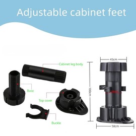 Haisiboya 4 Pcs Adjustable Furniture Legs,Furniture Leveling Foot,Adjustable Height 100mm to 130mm,Adjustable Feet for Kitchen or Bathroom Cabinet