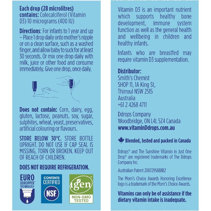 Baby Ddrops Infant Vitamin D3 Drops-Supports Healthy Bone and Teeth