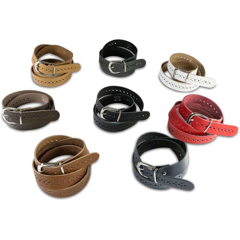 Scamoda women's belt made of genuine leather with hole pattern,