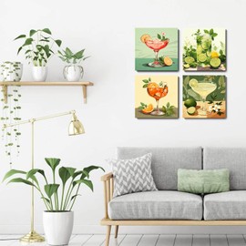 FOXKISS 4 Pack Paint by Numbers Kit for Adults Kids, Easy Framed Adults Paint by Numbers Kits, DIY Cocktail Acrylic Oil Painting Number Kits for Home Wall Decor (8 x 8 Inch)