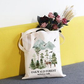 Staghorn Mountains Gift Oakwald Forest National Park Tote Bag Bookworm Merch Bookish Gift for Women (Oakwald tote UK)