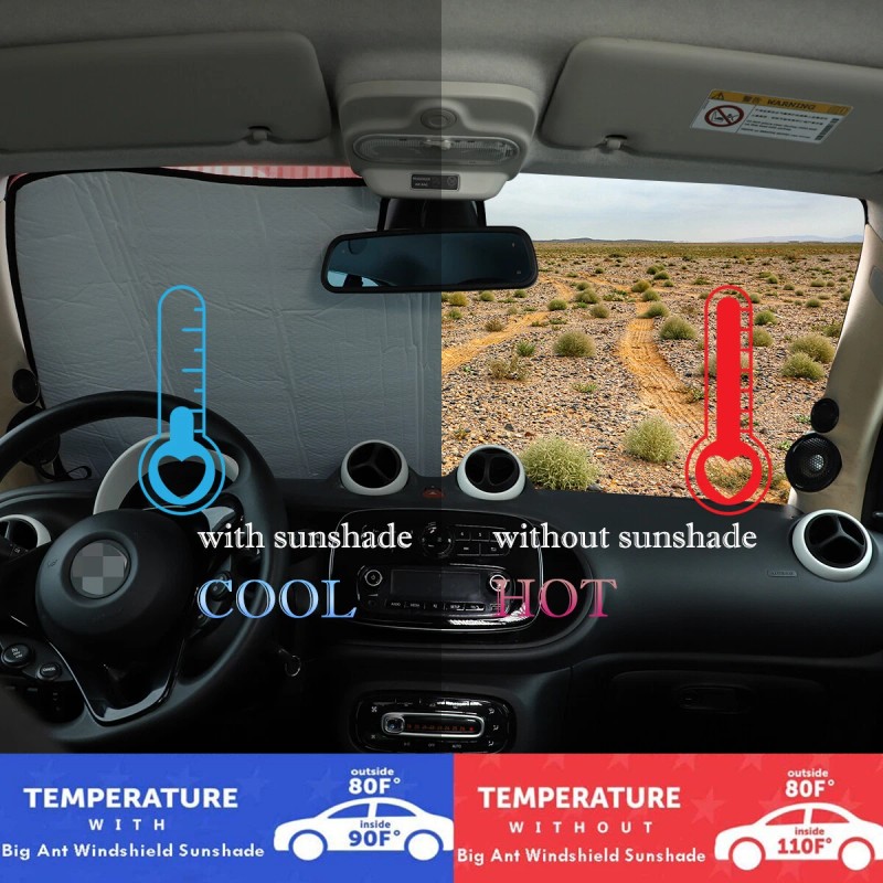 cartiangous For Smart Fortwo 2009-2021 Front Windshield Sunshade UV Protection