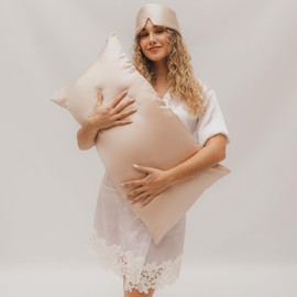 bene-sleep Premium Silk Pillowcase - 100% Mulberry Silk 22 Momme | Reinforced Seams | Oeko-Tex Certified* | Anti-Frizz & Wrinkle Reduction | Hypoallergenic & Skin Friendly (Rose Gold, 50 x 70 cm)