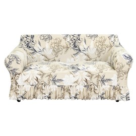 FUANGUI Sofa Slipcover Cover 1 Piece, Stretch Sofa Printed Couch Covers for 3 Cushion Couch Cover with Skirt Pet Friendly, Washable Couch Covers Universal Furniture Protector(3-Seater, 72"-87")