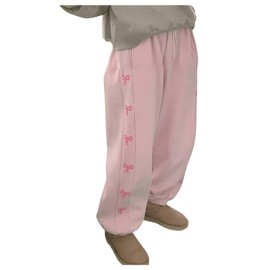 RoseSeek Women's Bow Graphic Joggers Pants Drawstring High Waist Wide Leg Pants Baggy Sweatpants Trendy Pink Medium