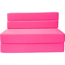 D&D Futon Furniture Folding Foam Mattress, Sofa Chair Bed, Guest Beds (Twin Size, Pink)