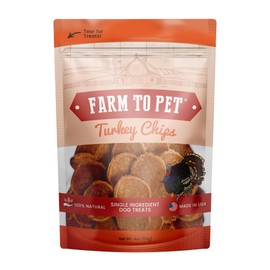 Farm To Pet Dog Training Treats - Turkey Chips, Single Ingredient, Lean, All Natural, Healthy Dog Treats for Small, Medium, Large Dog Breeds, & Puppies, Made in USA
