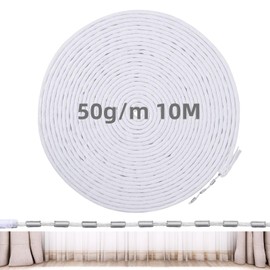 Yimomoyi 10 Meter Curtain Heavy Lead Weight Tape, Curtain Lead Tape, Curtain Lead Wire, Mosquito Net Gauze Curtain Weight Wire for Curtains, Drapery, Fabrics, Nets, 50G
