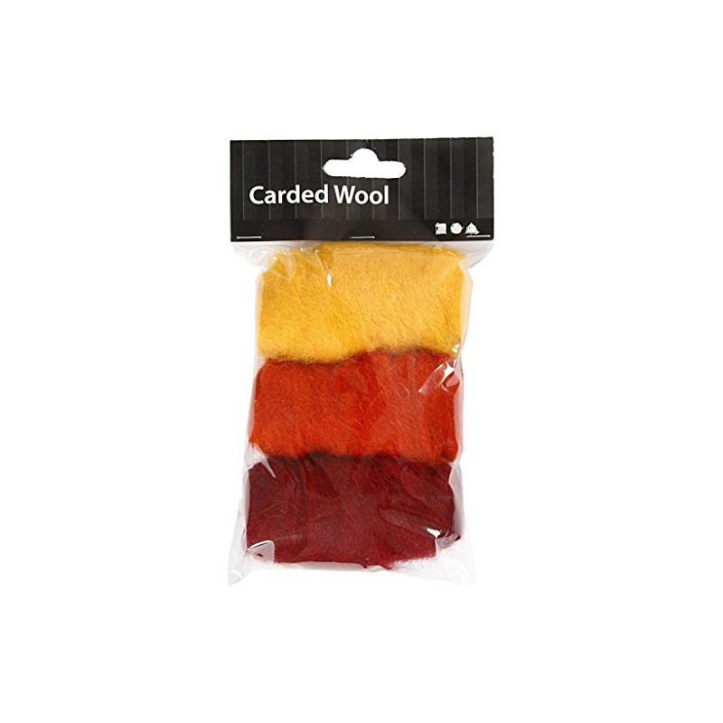 Lana cardata, armonia giallo/arancione, 3x10g