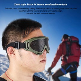 Joyzan Airsoft Mesh Goggles, X400 Tactics Goggles Steel Lenses Eye Protection Paintball Eyewear Carbon Sunglass Half Face Glasses for Outdoor Hunting CS Game Cycling Hiking Activities(Military)