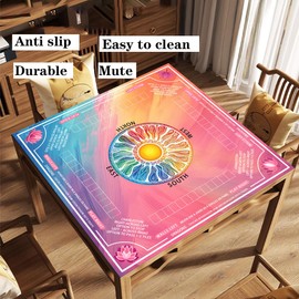 Pittera Mahjong mat for Table/31.5inch/American Mahjong Table Cloth with Rules mats withDrawstring Bag, Noise ReductionAnti-Slip Game mat for Table, forMahiona/PokerBoard Games/Card Games/Dominoes